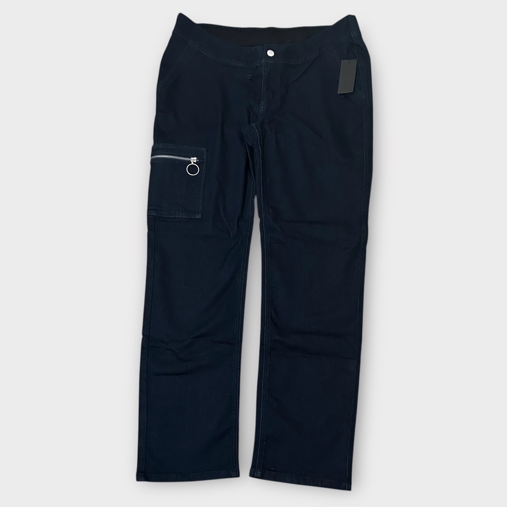 D&Co Cargo Denim Pants Blue Women’s Size Large Zipper Pocket Casual New NWT - Picture 3 of 6